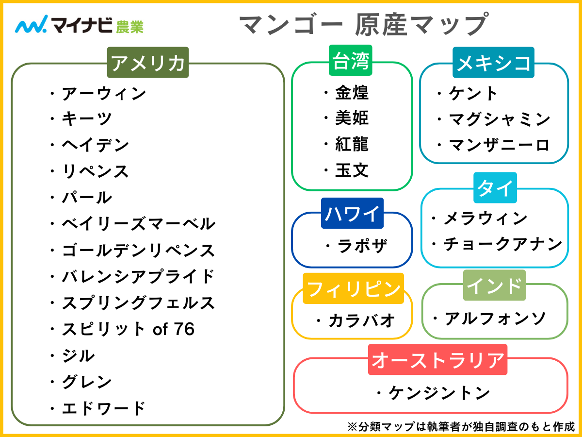 マンゴーの品種26選を分類マップで分かりやすく解説【2024年】