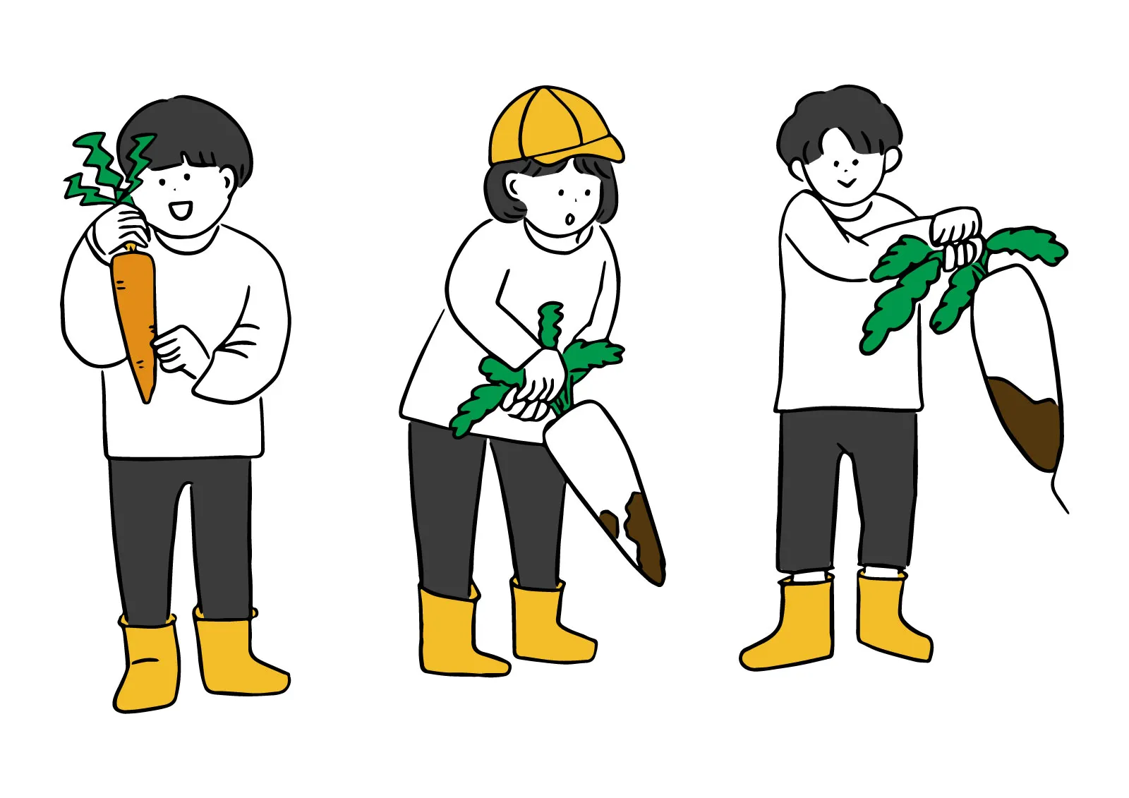 子供が農業体験するイラスト