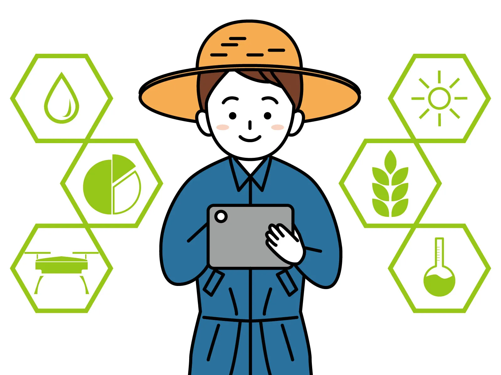 スマート農業を活用する農家のイラスト